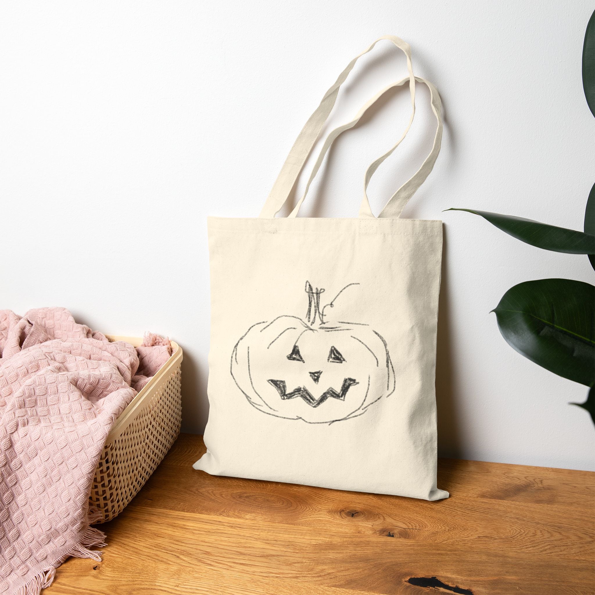 Jack-O’-Lantern Pumpkin Canvas Tote Bag