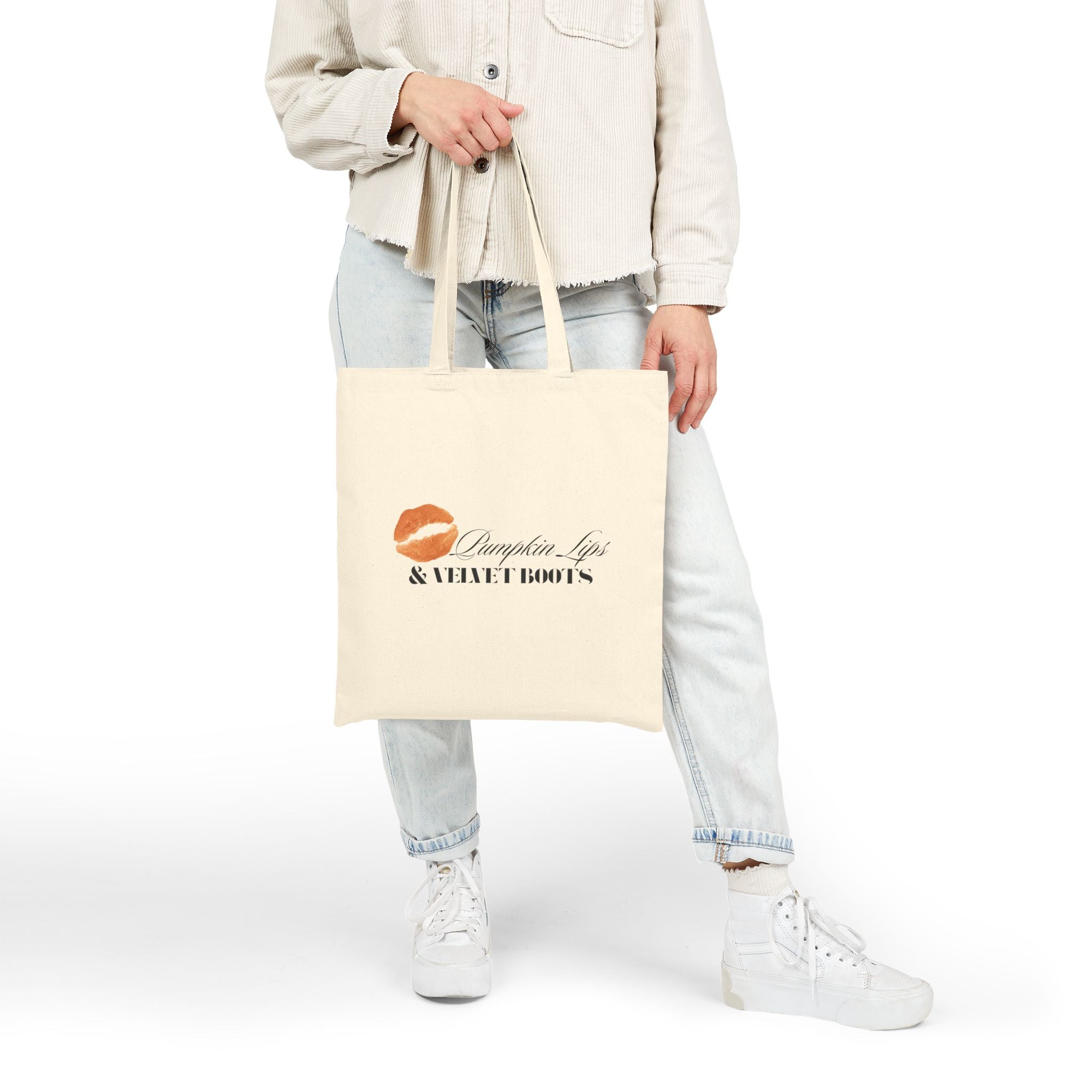 Pumpkin Lip & Velvet Boots Cotton Canvas Tote Bag