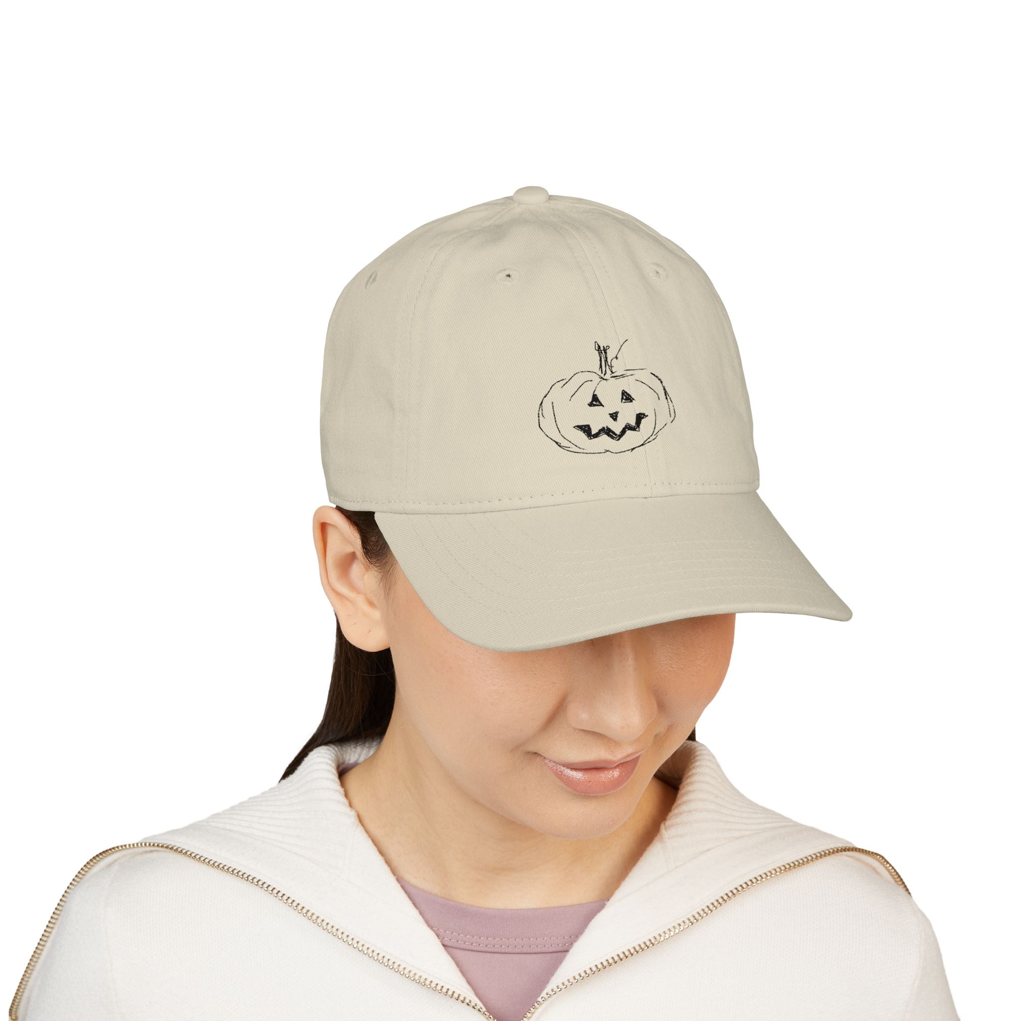 Jack-O-Lantern Pumpkin Embroidered Organic Baseball Cap