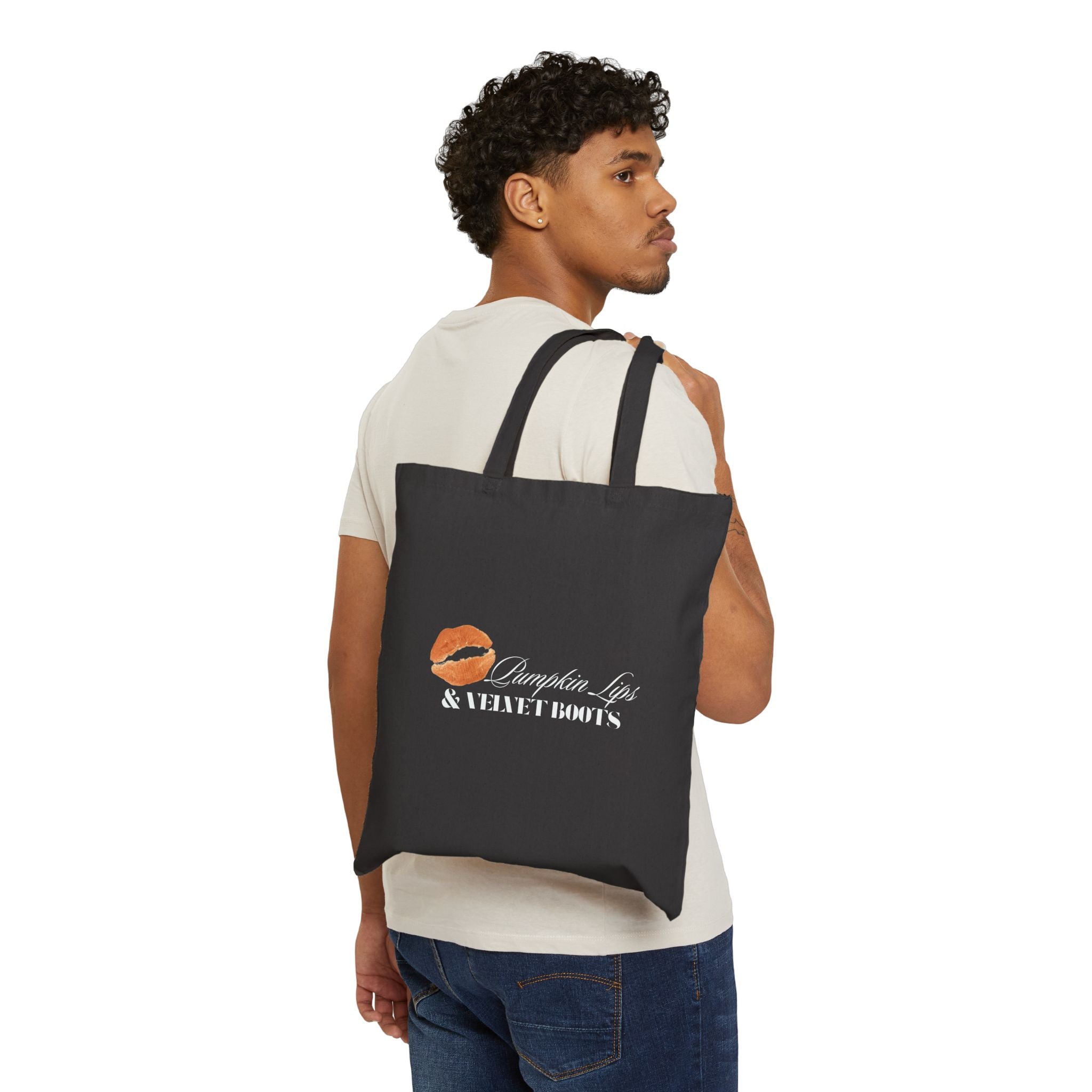 Pumpkin Lip & Velvet Boots Cotton Canvas Tote Bag