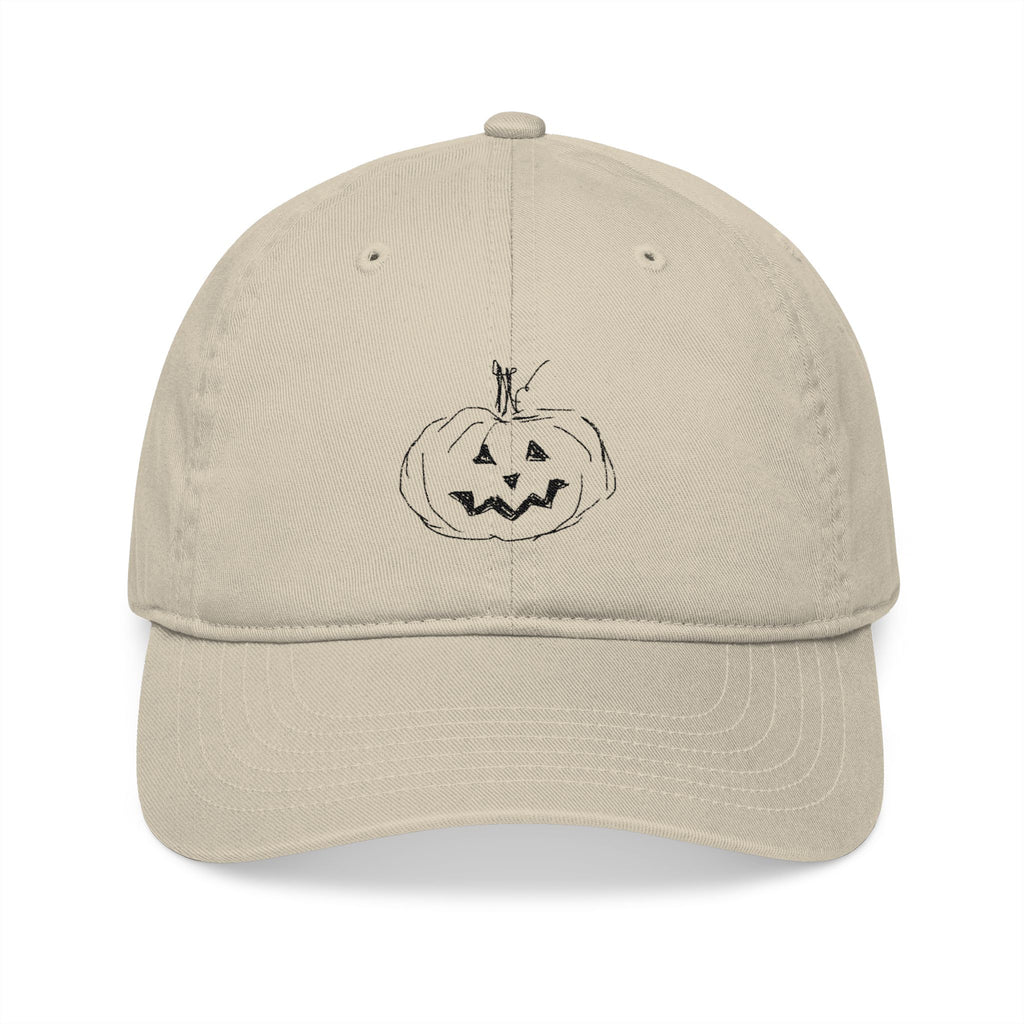 Jack-O-Lantern Pumpkin Embroidered Organic Baseball Cap